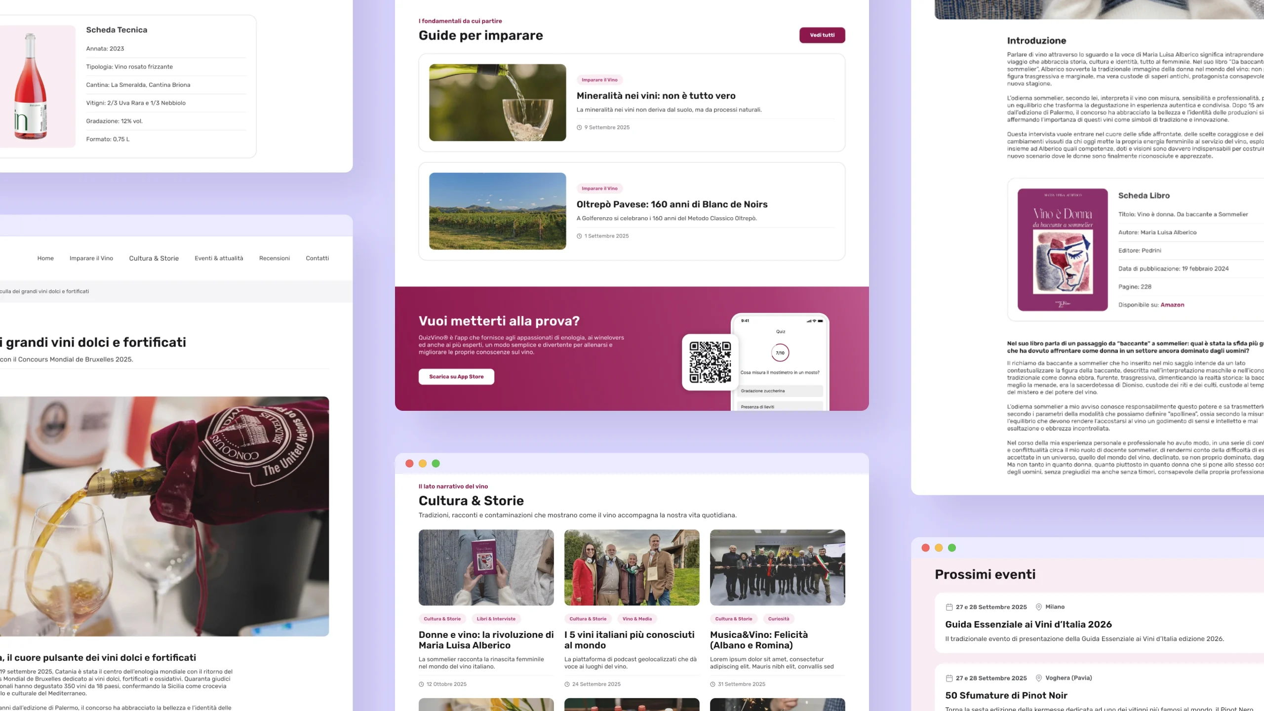 Pagine interne del blog Il Vino della Domenica con articoli, recensioni e calendario eventi